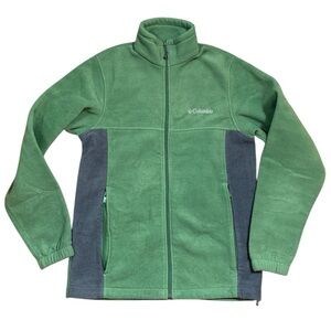 Columbia jacket Small‎ green gray fleece zip up Gorecorp Outdoorsy Fall